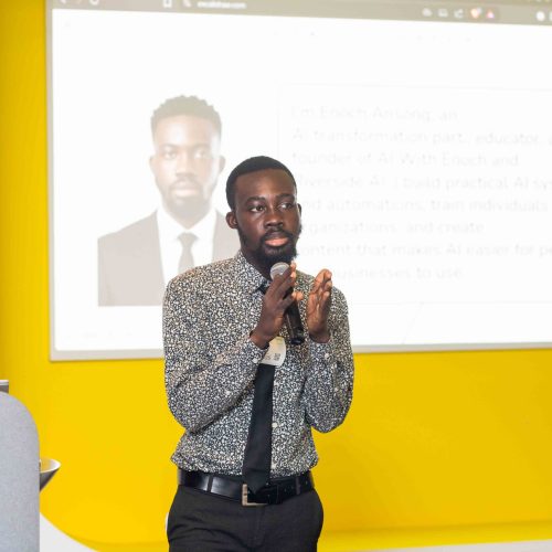 Enoch Ansong leading an AI audit and training discussion